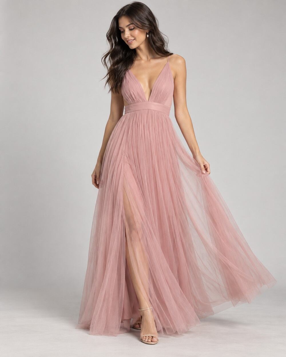 Windsor Elisabeth Mauve Pleated Tulle Maxi Dress S Fairycore Prom Bridesmaid